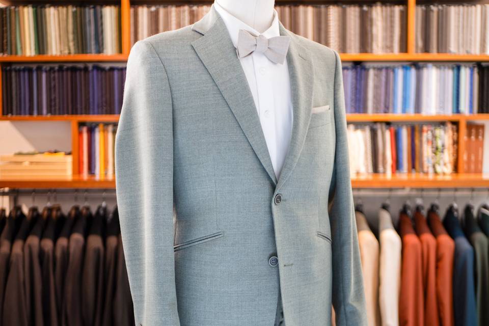 Detail_Costume vert clair sur mesure