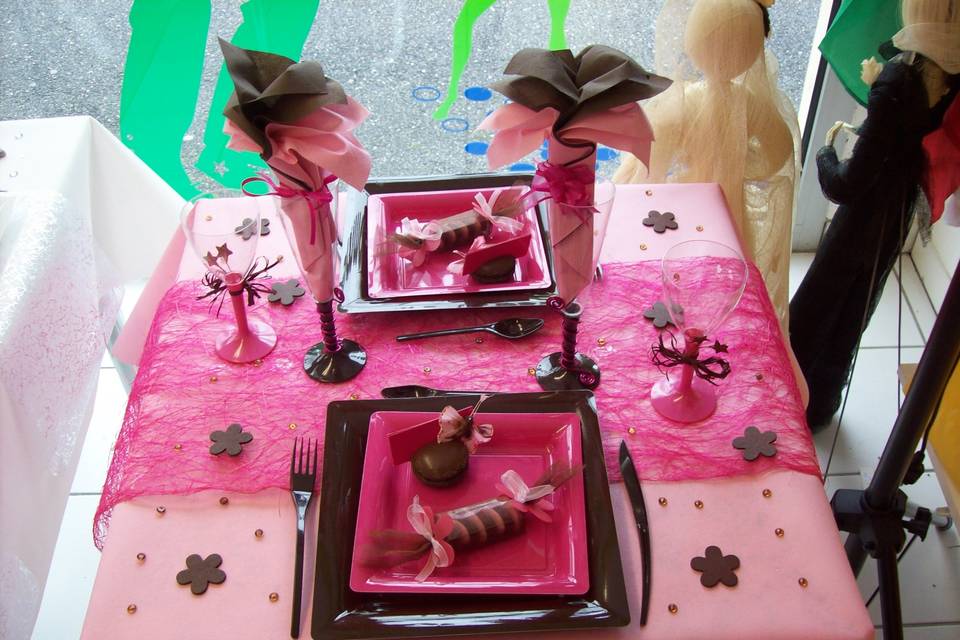 Déco chocolat et rose