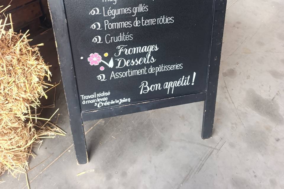 Ardoise présentation menu
