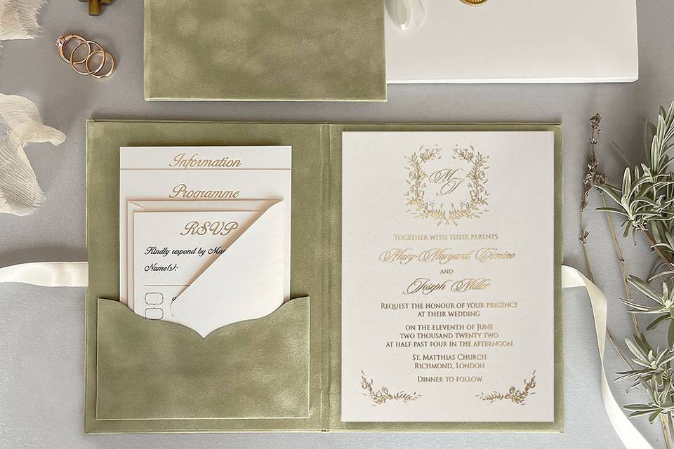 Coffret velours vert sauge ave