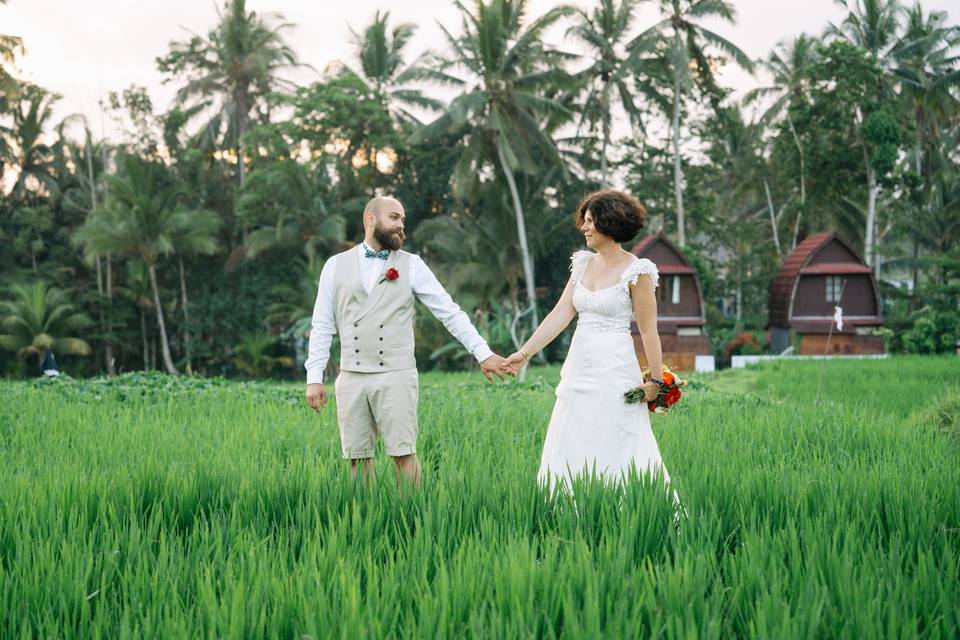 Mariage à Bali rizière