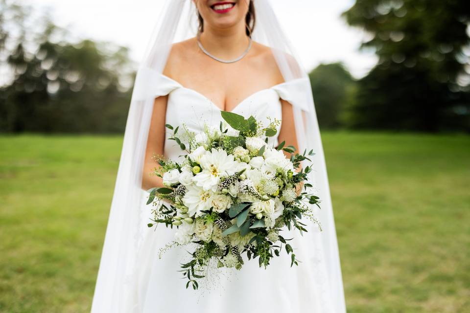 Bbouquet de mariée blanc vert