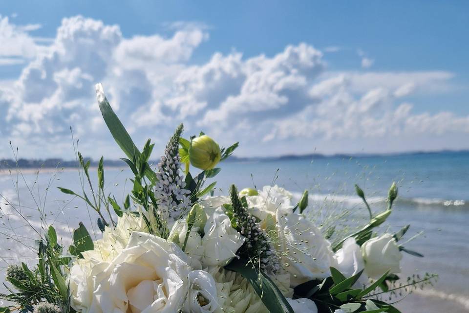 Bouquet de mariée blanc vert