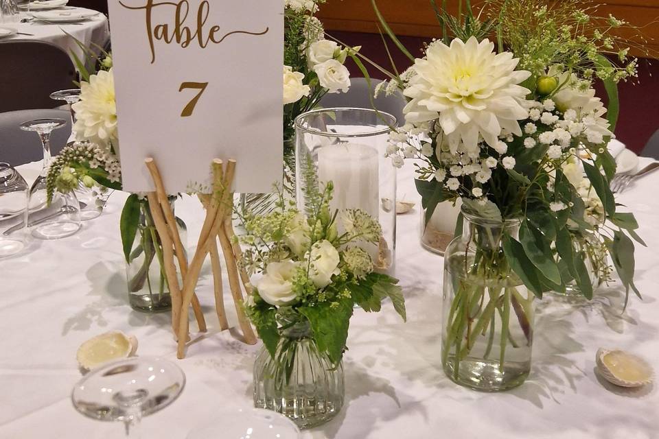 Centre de table blanc et vert
