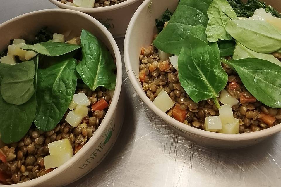 Dahl de lentille, épinard