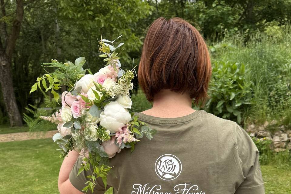 Bouquet de mariée rose/ blanc