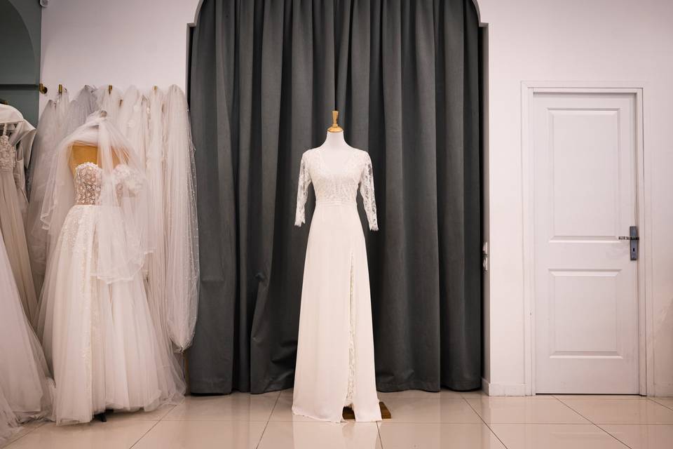 Robe manches longues ajustée, vue complète