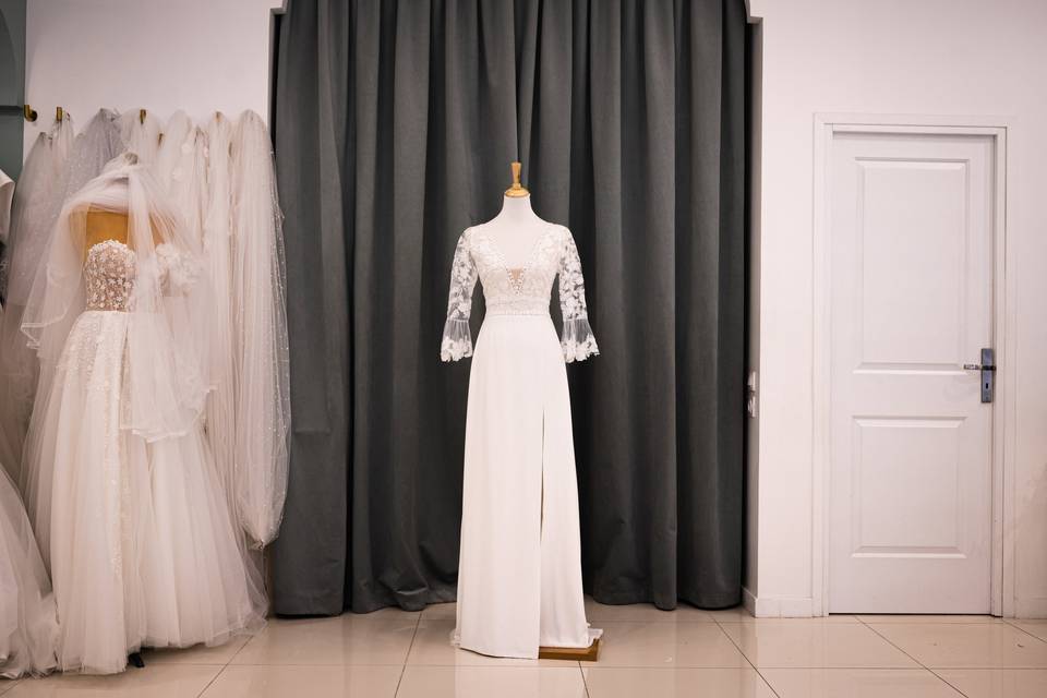 Robe manches transparentes fleurs, vue complète