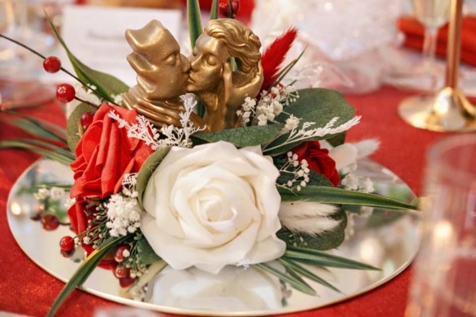 Centre de table fleurs bougie