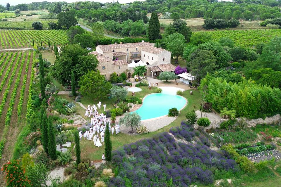 Vue drone d'un mariage