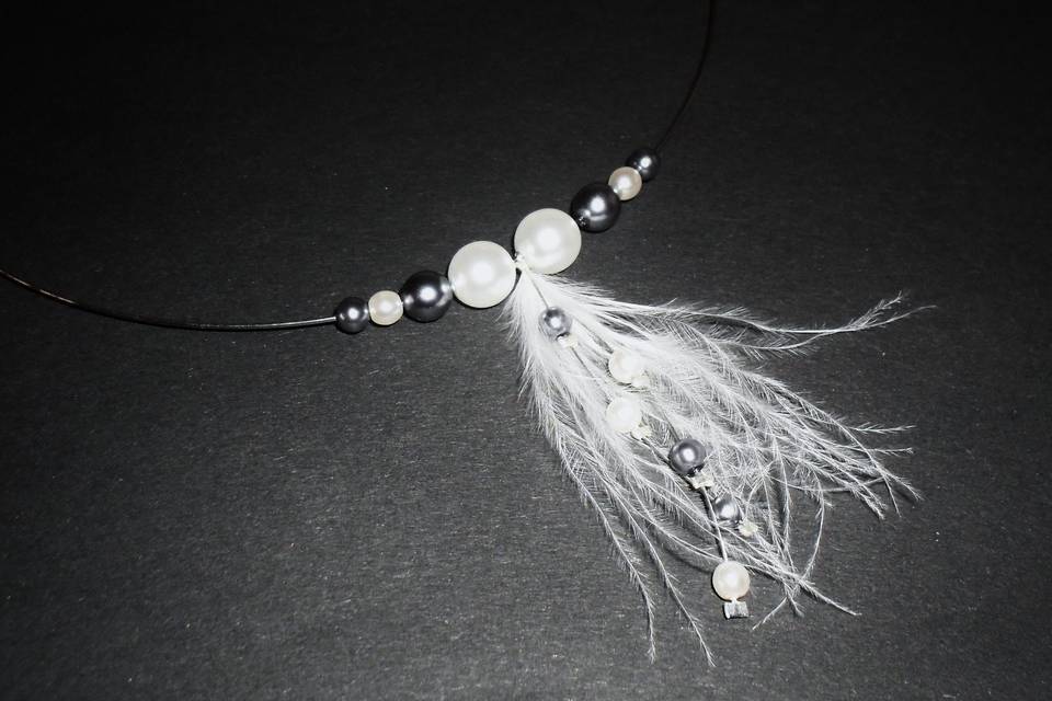 Collier mariage plume