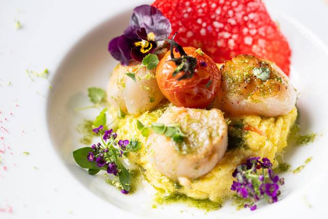 Polenta et St Jacques snackées