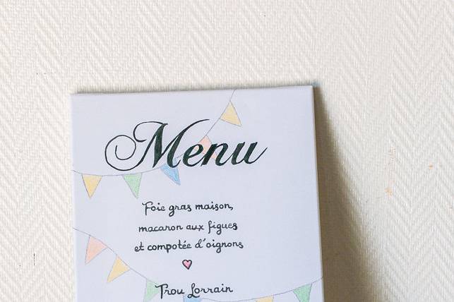 Menu sur chevalet