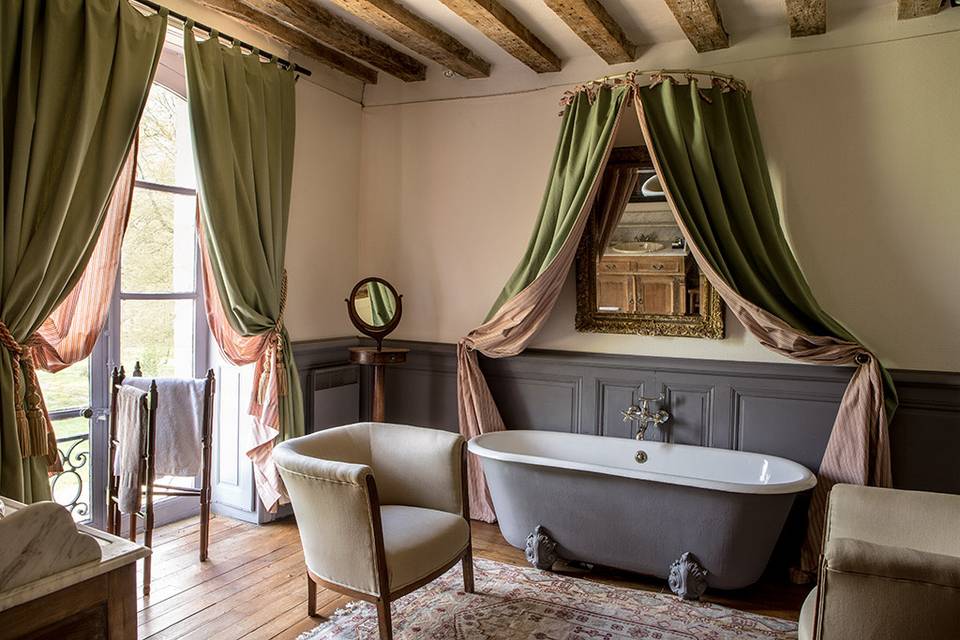 Salle de bain chambre verte