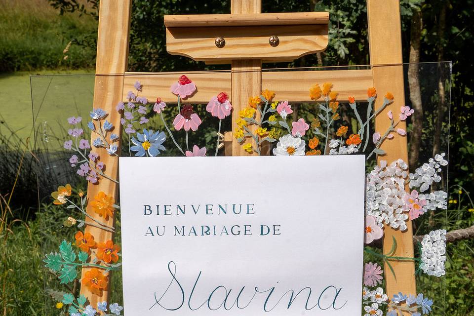 Panneau bienvenue floral