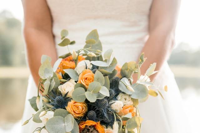 Bouquet champêtre tons orange