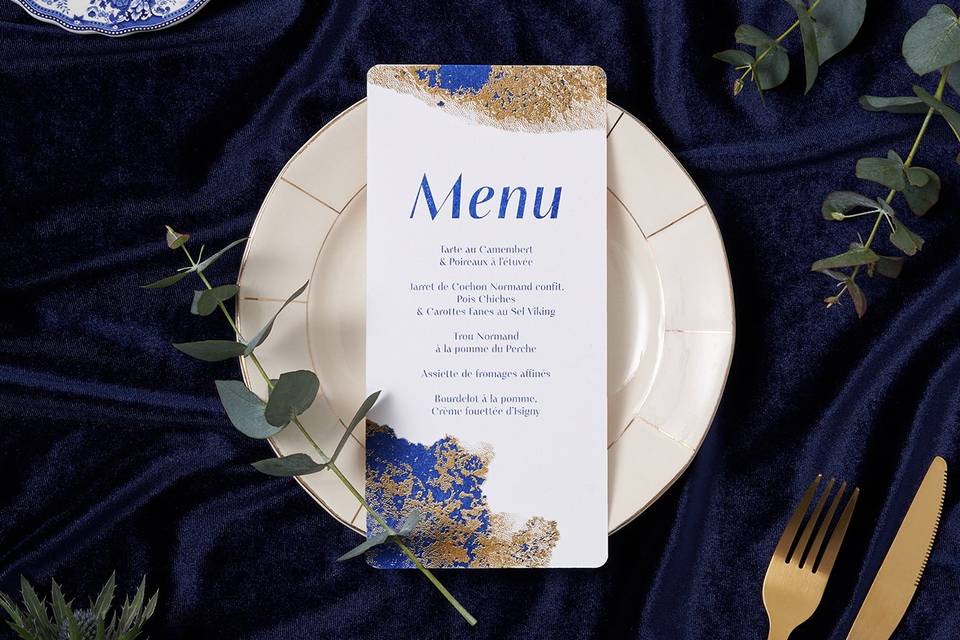 Menu Collection Bleu Doré