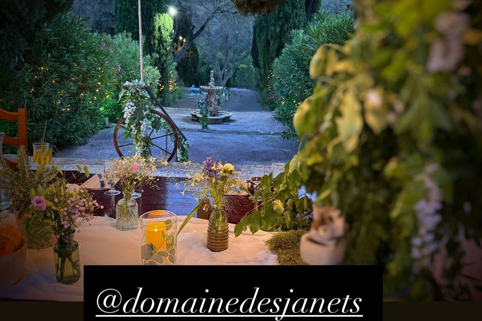 Jolie vue des Mariés à table