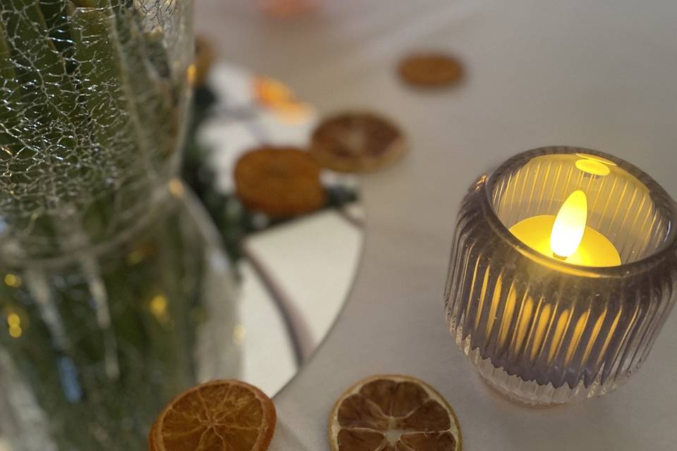 Centre table vitré et fruits