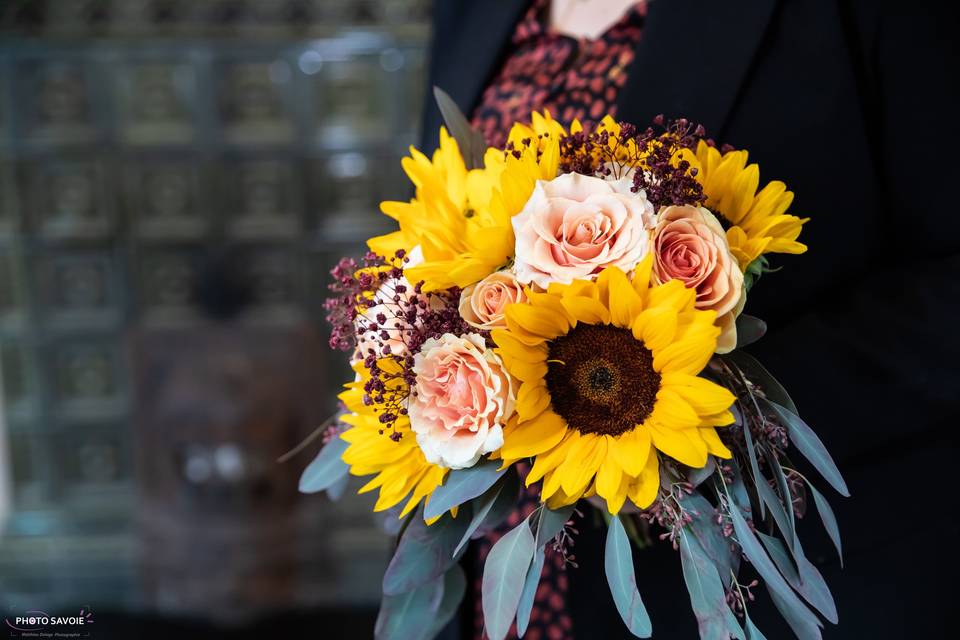 Bouquet de la mariée tournesol