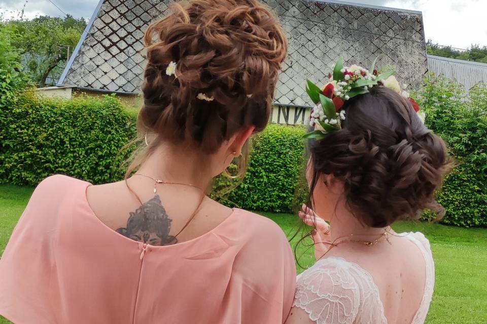 Coiffure mariée et témoin