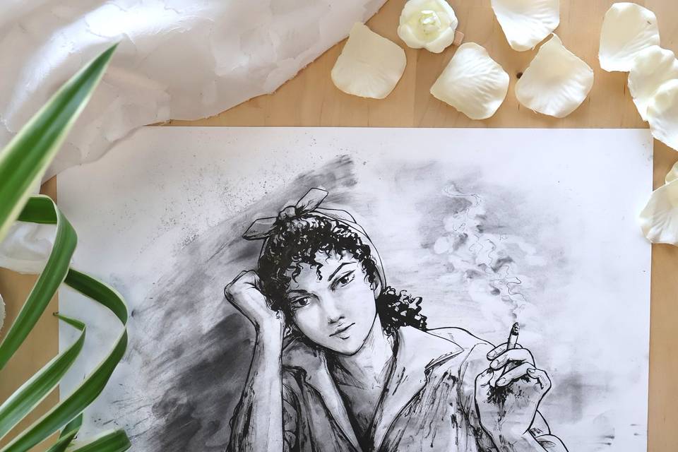 Illustration fusain