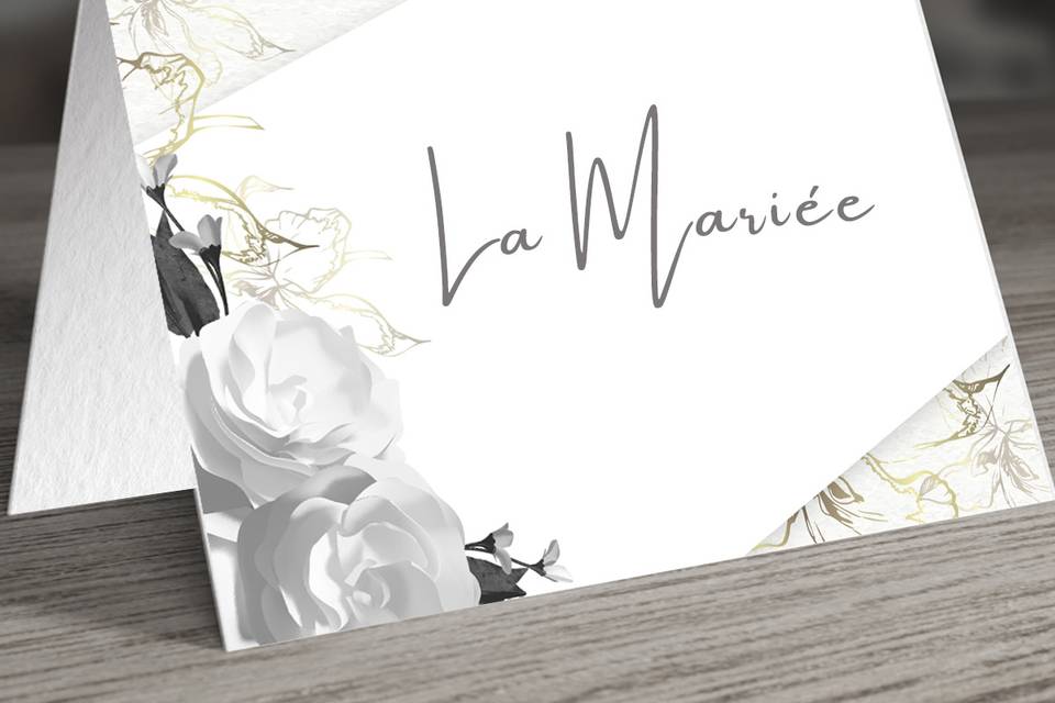 Marque-place Blanc Or