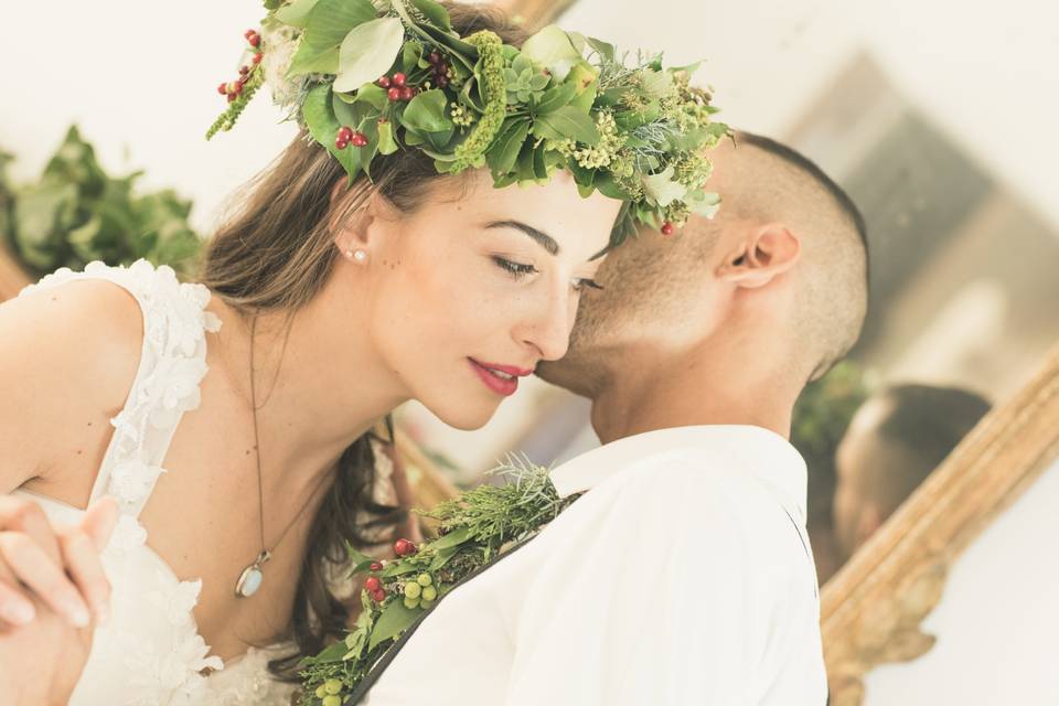 Couronne et boutonnière marié