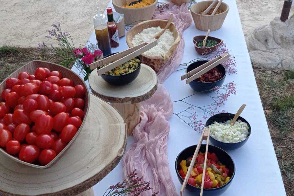 Bar à pâtes lors d'un mariage