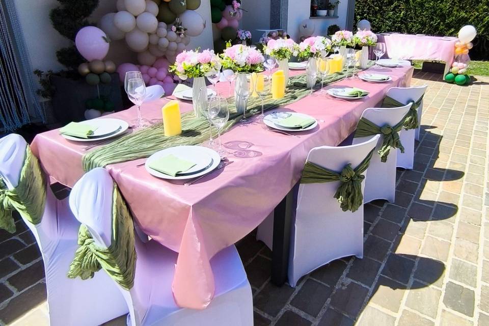 Anniversaire rose et vert
