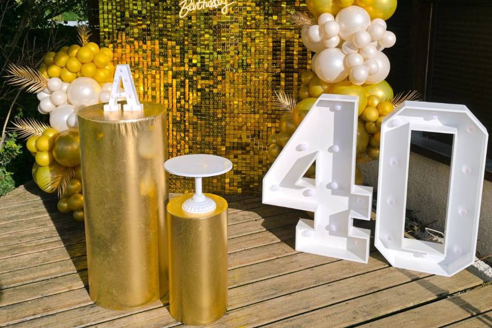 Anniversaire or et blanc perle