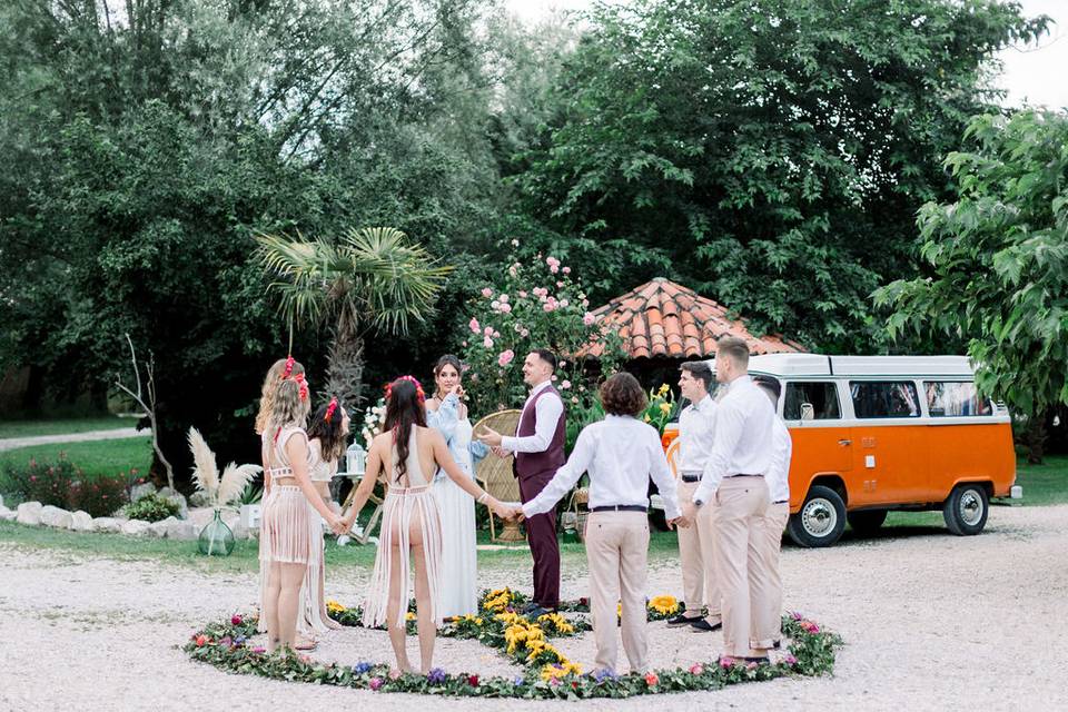 Mariage hippie chic combi vw