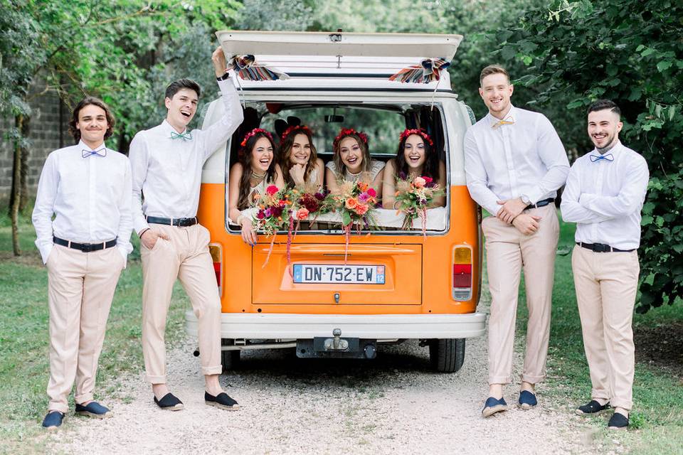 Mariage hippie chic combi vw