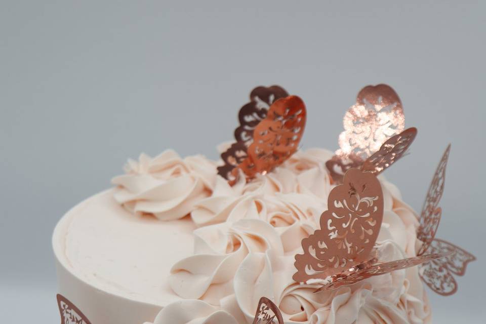 Butterfly and rose cake