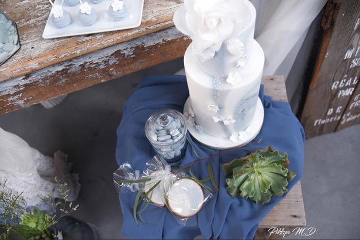 Detail sweet table bleue