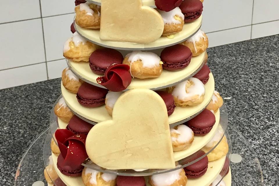 Pièce montée choux macarons