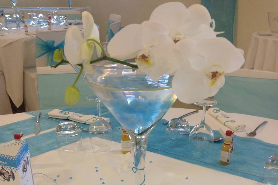 Decoration de table turquoise