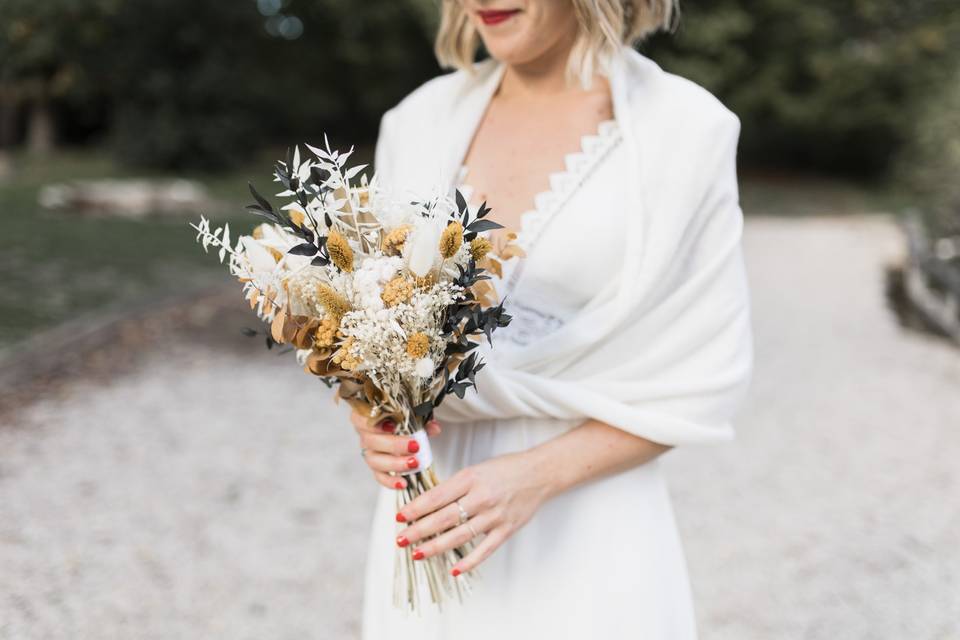 Bouquet mariée fleurs séchées