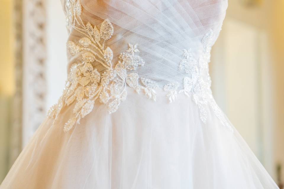 Détail fleurs en dentelle