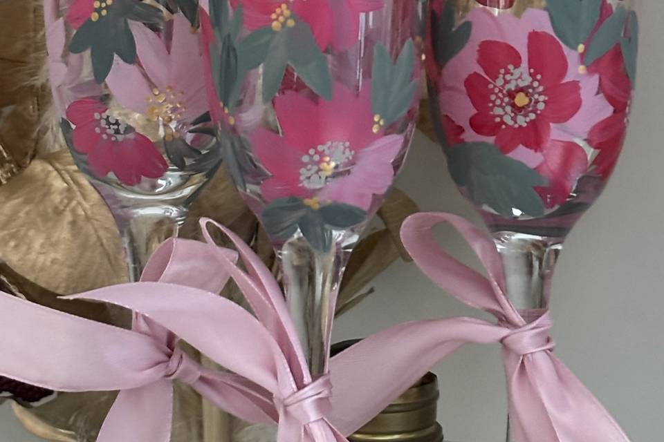 Flutes peintes fleurs