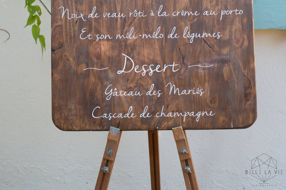 Menu sur bois à personnaliser