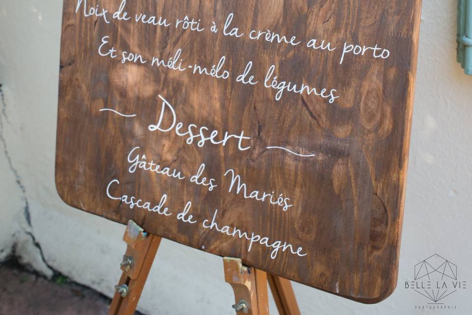 Menu sur bois à personnaliser