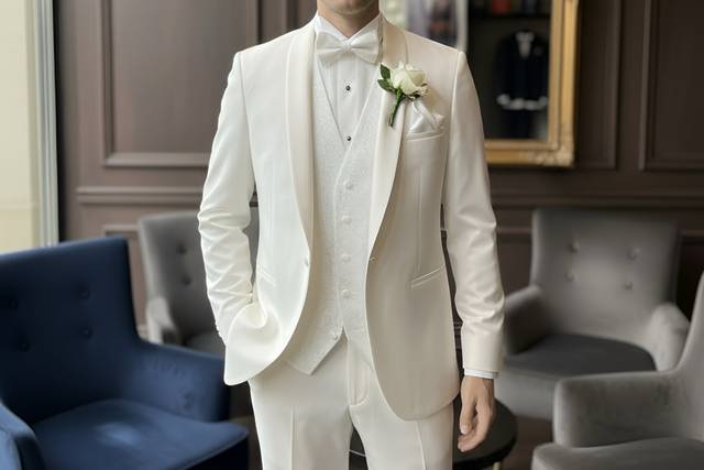 Smoking EK Ivoire col châle