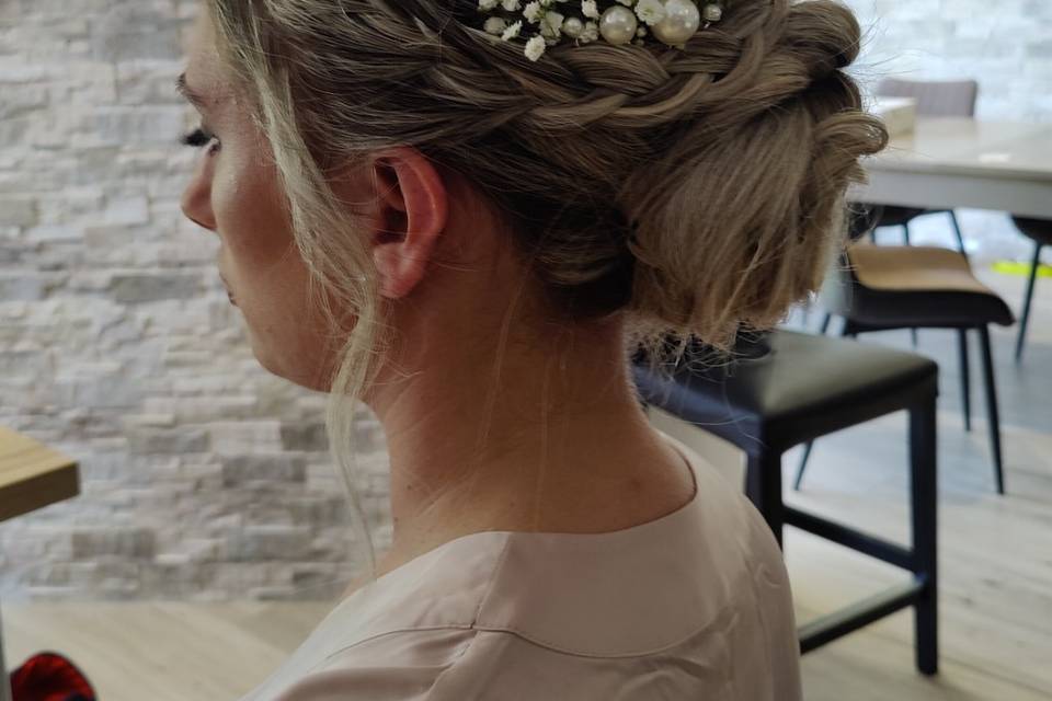 Chignon tresse fleurs