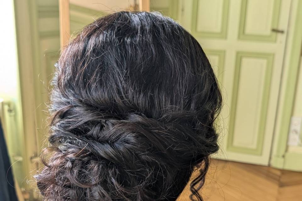 Chignon mariage sur perruque