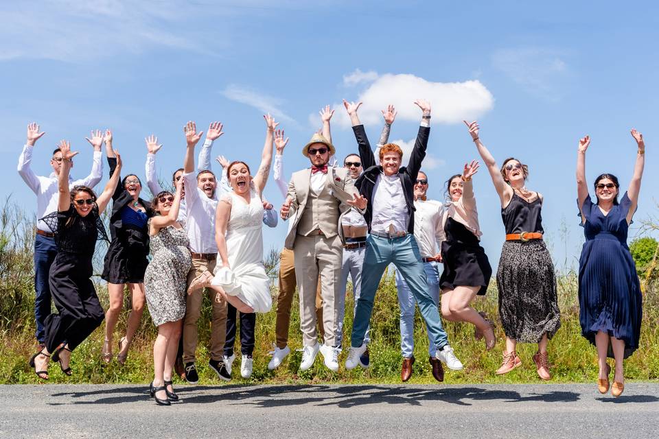 Photo de groupe fun mariage