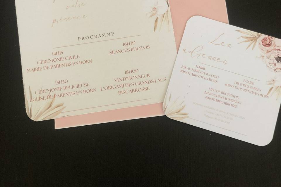 Mariage faire-part rose