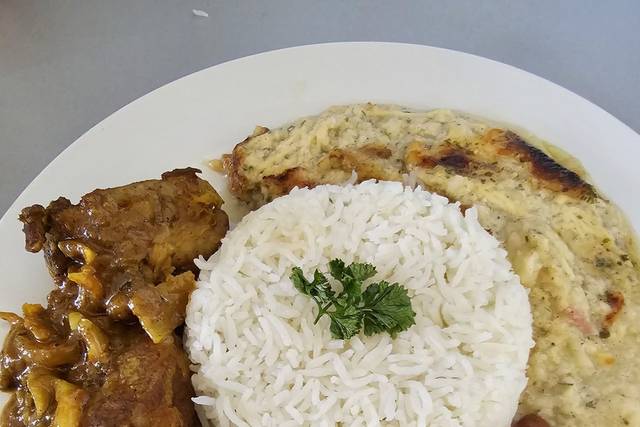 Riz, gratin d'igname haricot
