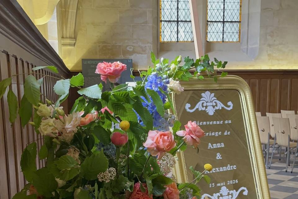 Panneau de bienvenue fleuri