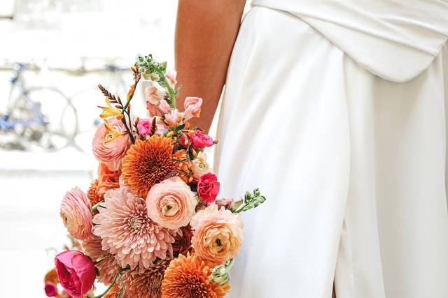 Bouquet de mariée fushia pêche